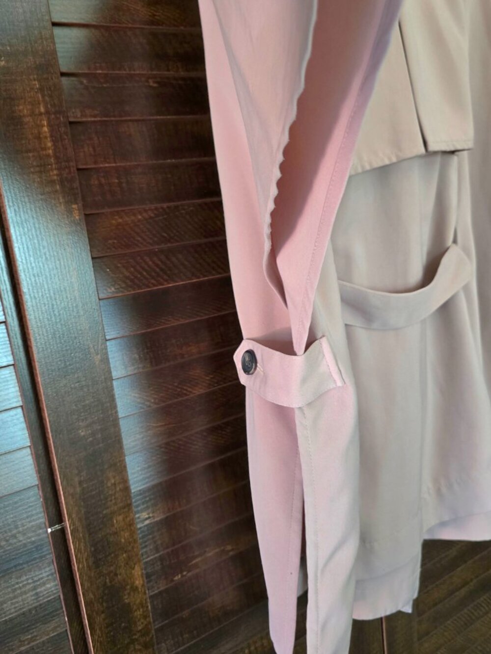 Vintage Camel Beige Trench Coat Cape Poncho Jacket Double Breasted Belted S M - Picture 4 of 6